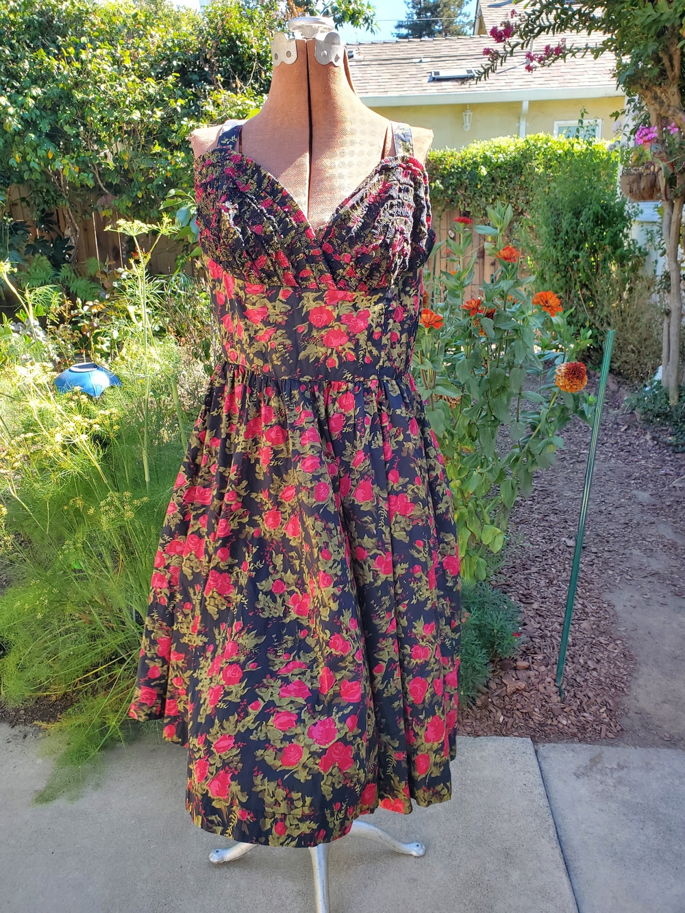 Trashy Diva Black Sundress with Pink Floral Print